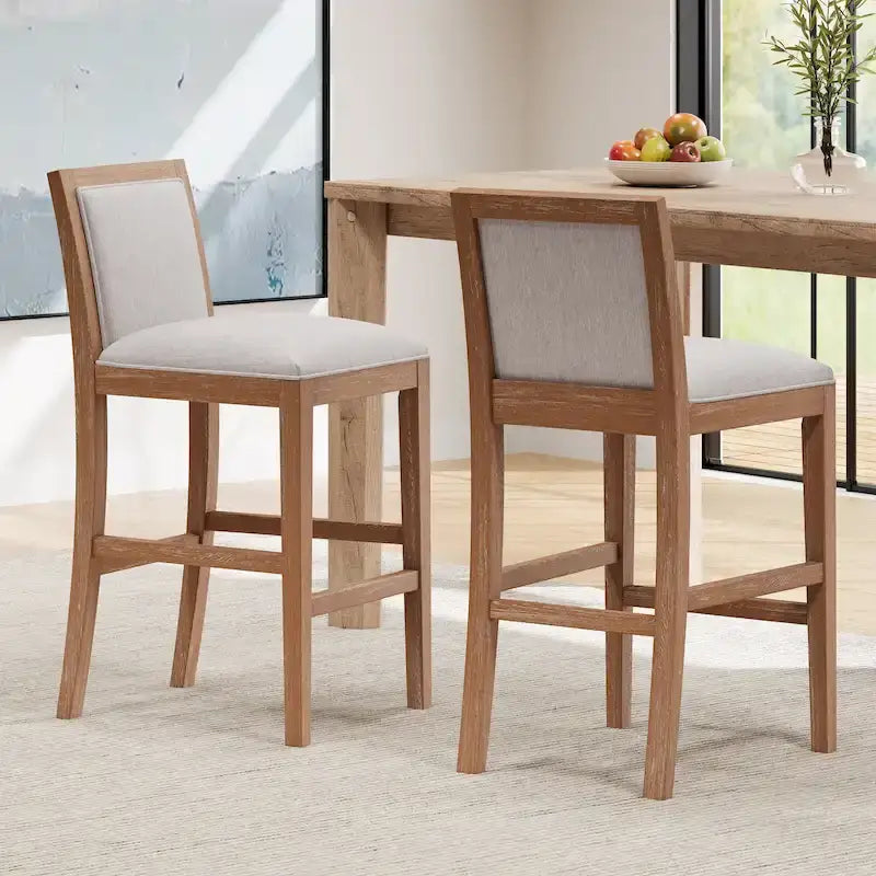 Modern Upholstered 30.5-Inch BarStools with Cushioned Seat and Back, Set of 2