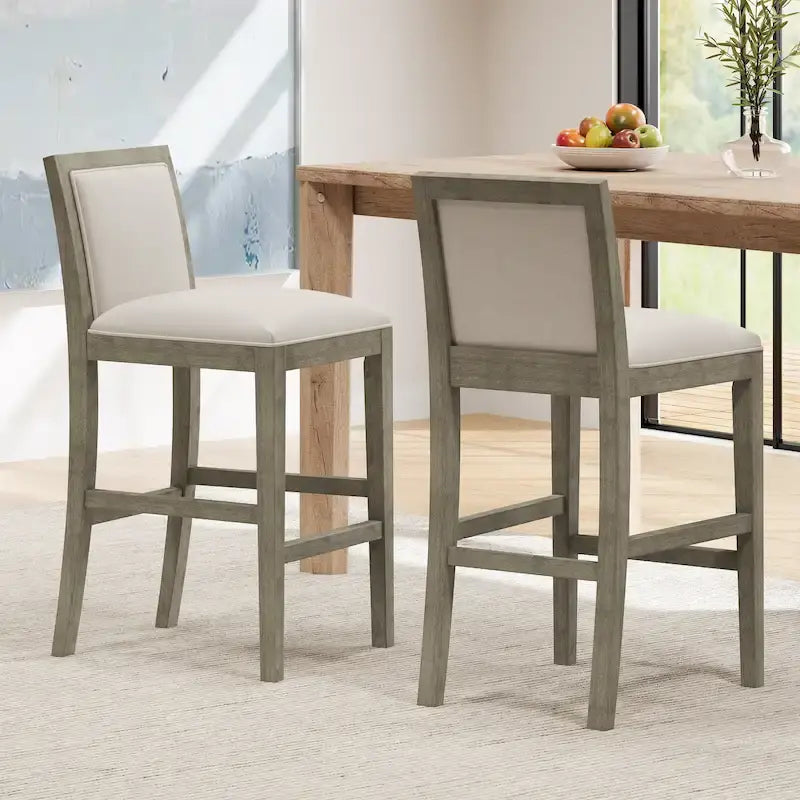 Modern Upholstered 30.5-Inch BarStools with Cushioned Seat and Back, Set of 2