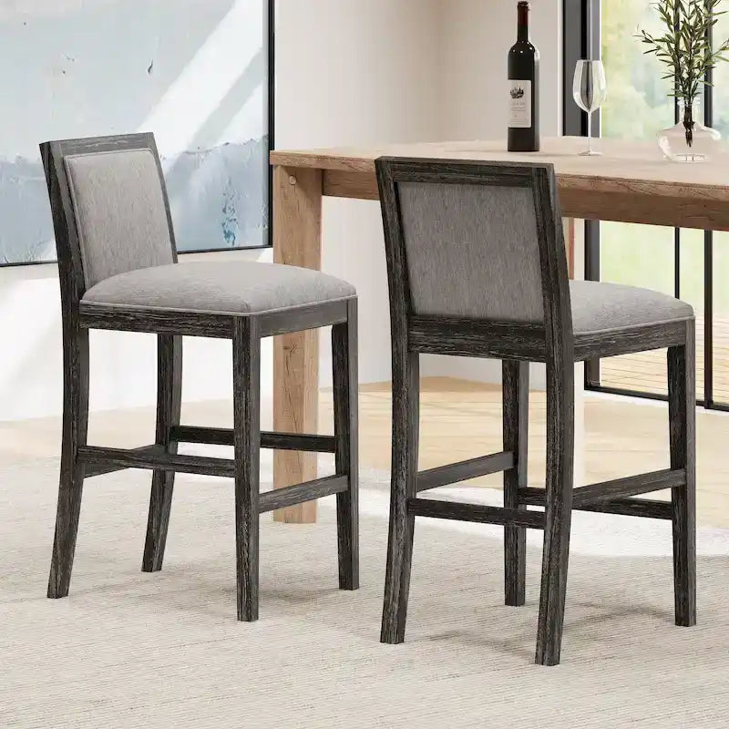 Modern Upholstered 30.5-Inch BarStools with Cushioned Seat and Back, Set of 2