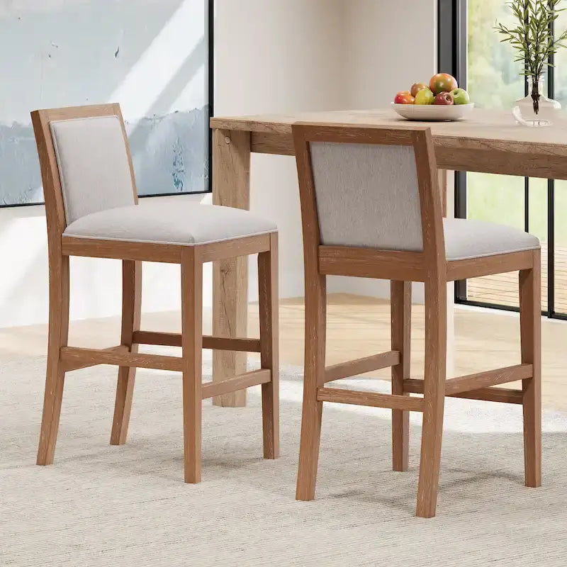 Modern Upholstered 30.5-Inch BarStools with Cushioned Seat and Back, Set of 2