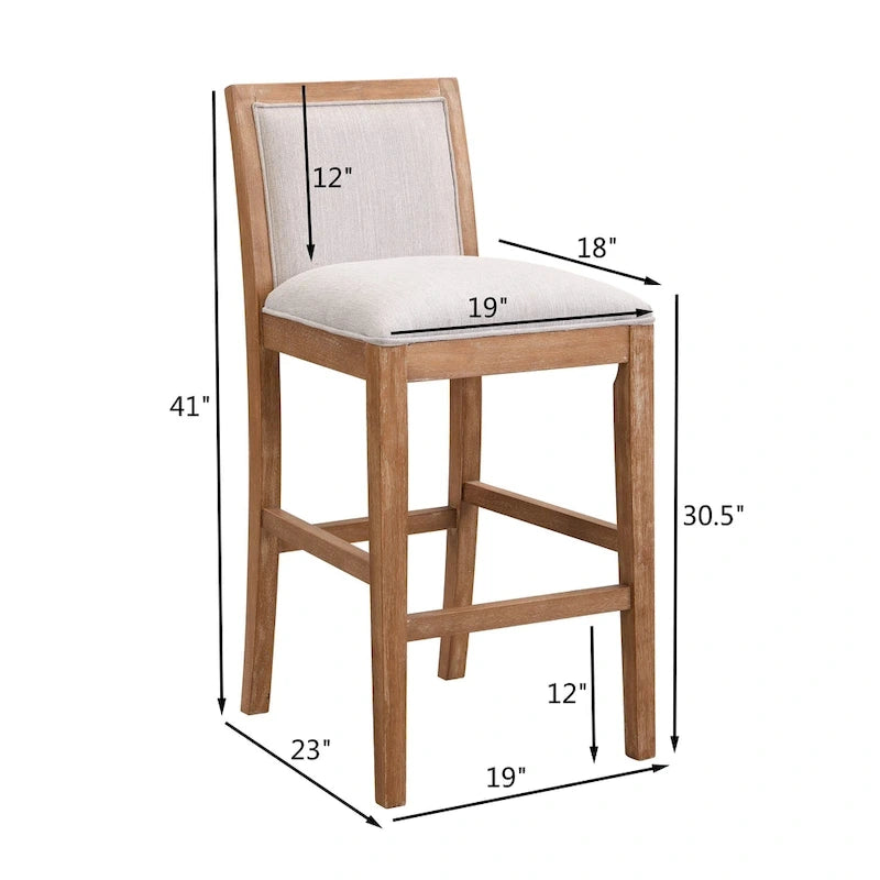 Modern Upholstered 30.5-Inch BarStools with Cushioned Seat and Back, Set of 2