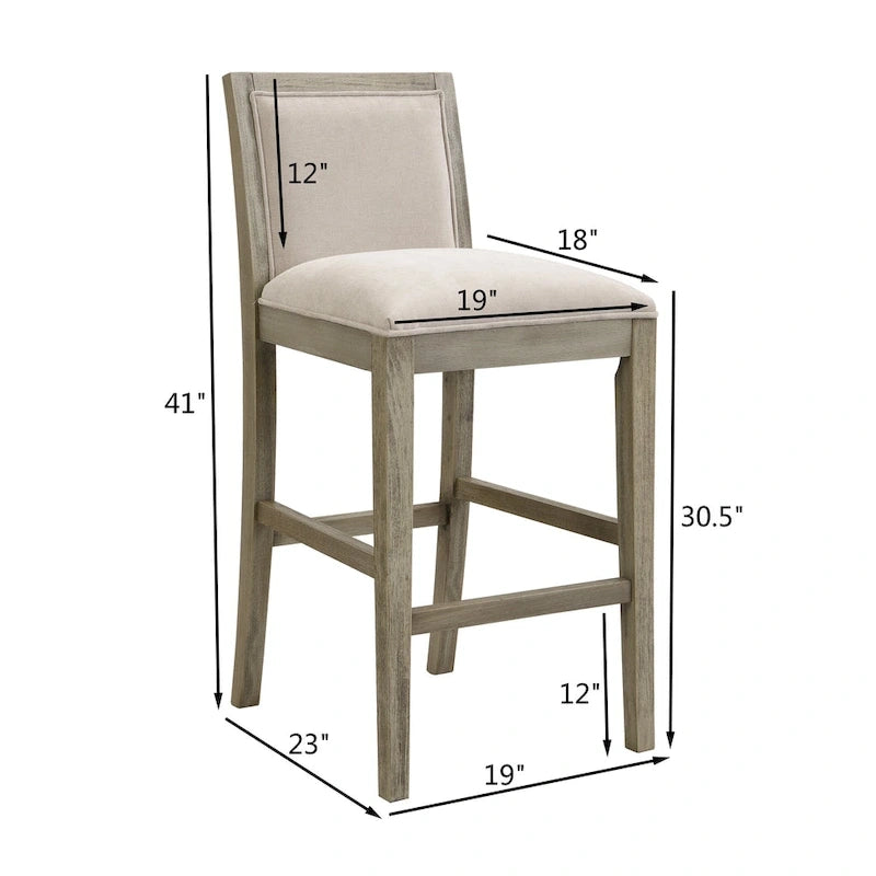 Modern Upholstered 30.5-Inch BarStools with Cushioned Seat and Back, Set of 2