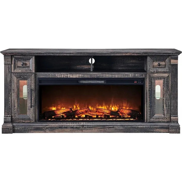 Farmhouse Fireplace TV Stand for 80 Inch TV, Entertainment Center