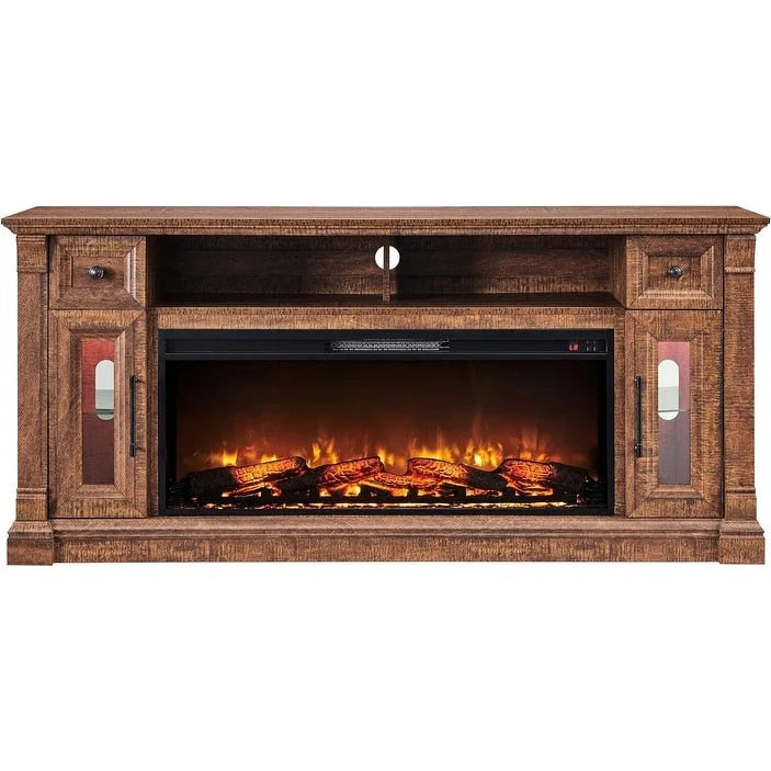 Farmhouse Fireplace TV Stand for 80 Inch TV, Entertainment Center