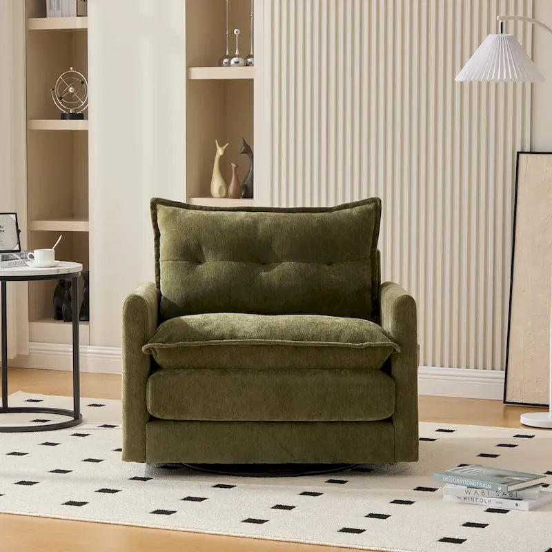 Upholstered 360Degree Swivel Mid Century Modern Arm Chair for Living Room