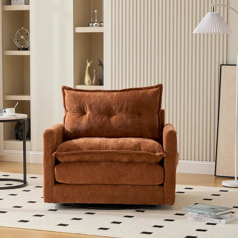 Upholstered 360Degree Swivel Mid Century Modern Arm Chair for Living Room
