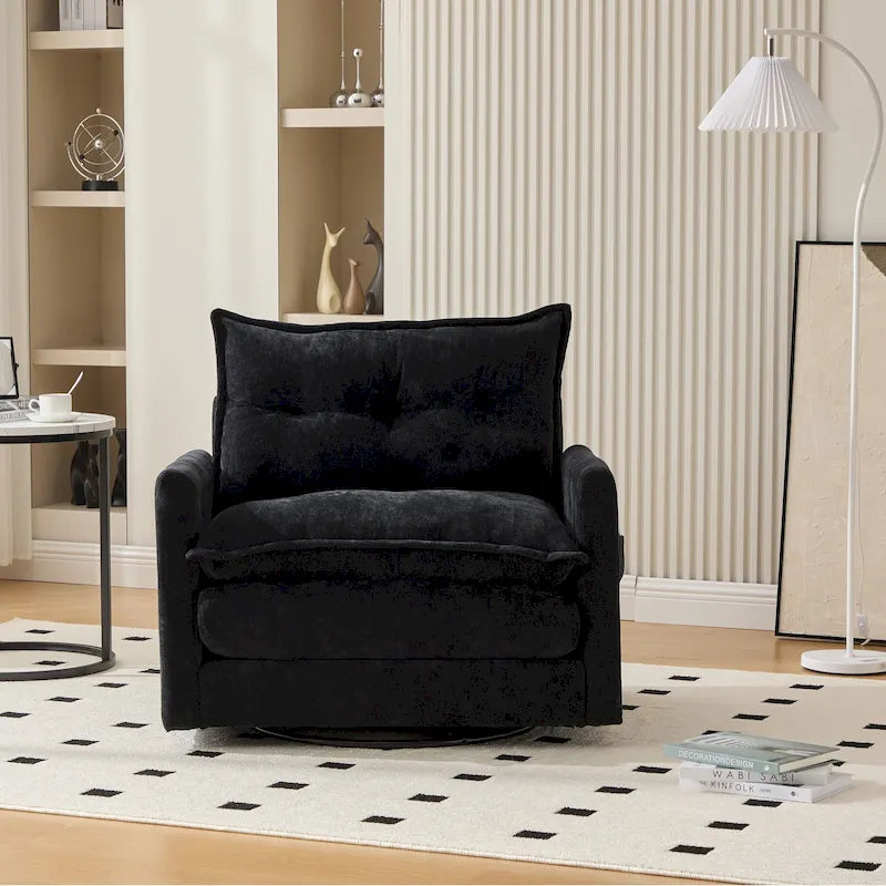 Upholstered 360Degree Swivel Mid Century Modern Arm Chair for Living Room