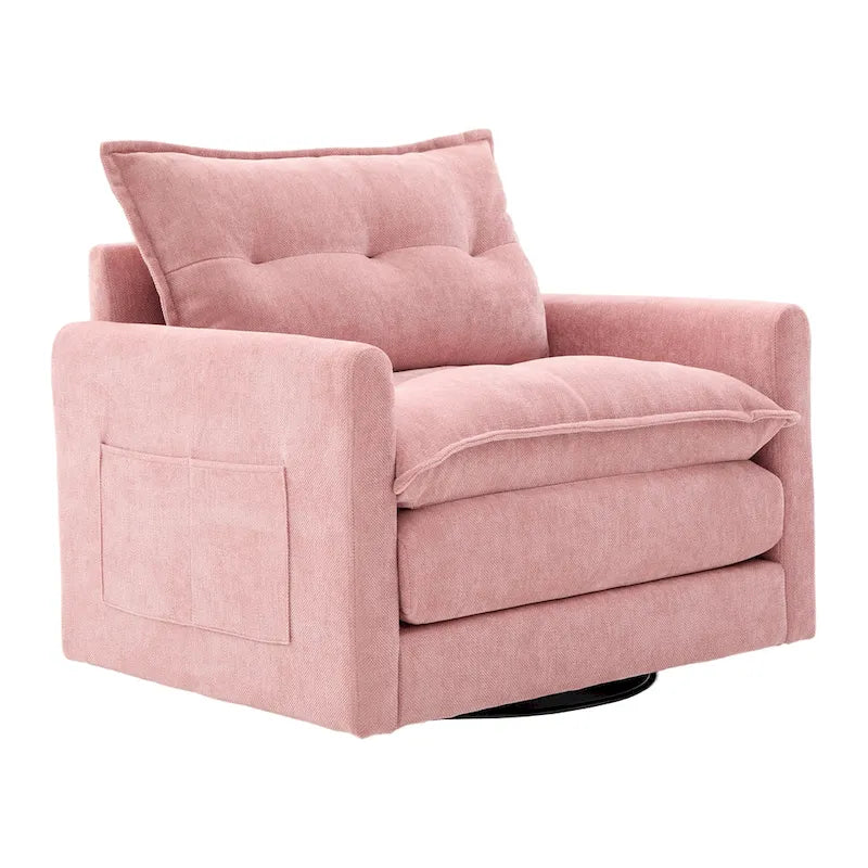 Upholstered 360Degree Swivel Mid Century Modern Arm Chair for Living Room
