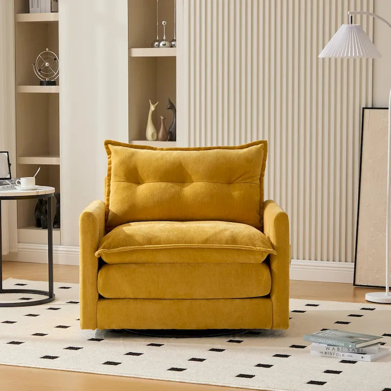 Upholstered 360Degree Swivel Mid Century Modern Arm Chair for Living Room