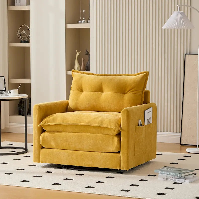 Upholstered 360Degree Swivel Mid Century Modern Arm Chair for Living Room
