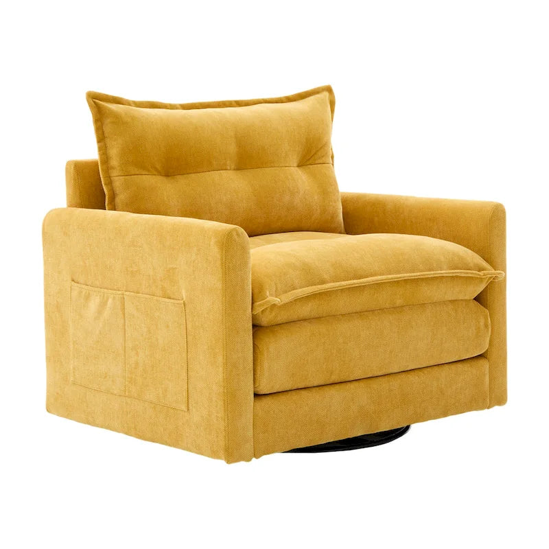 Upholstered 360Degree Swivel Mid Century Modern Arm Chair for Living Room