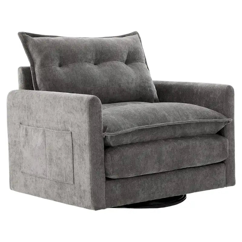 Upholstered 360Degree Swivel Mid Century Modern Arm Chair for Living Room