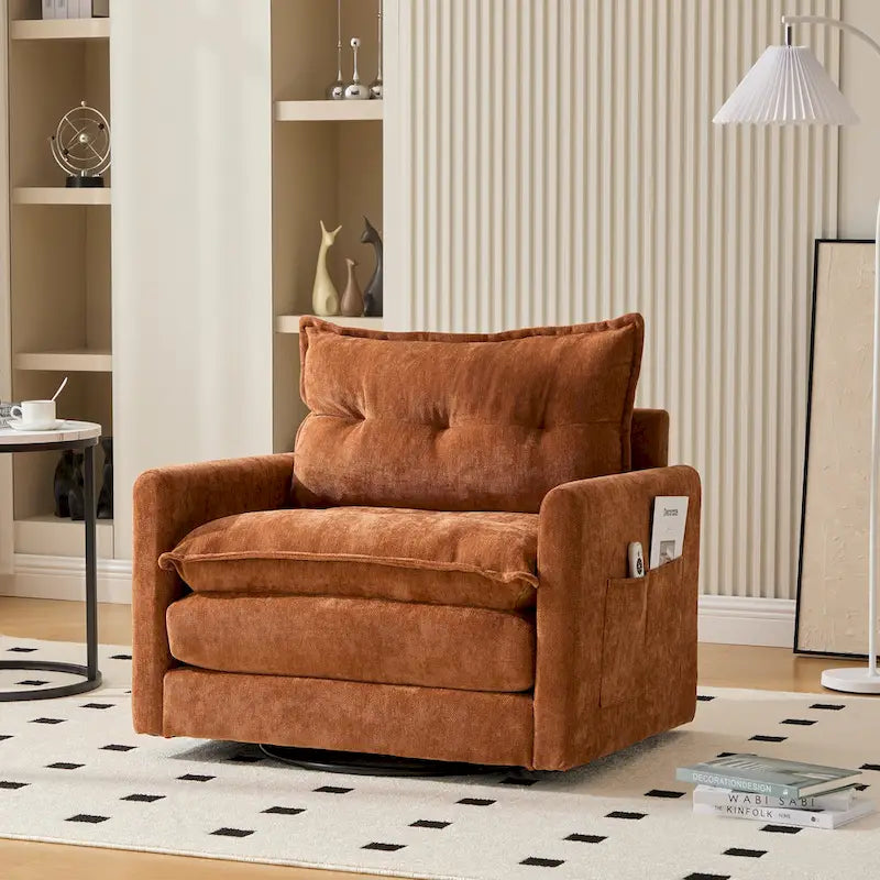 Upholstered 360Degree Swivel Mid Century Modern Arm Chair for Living Room