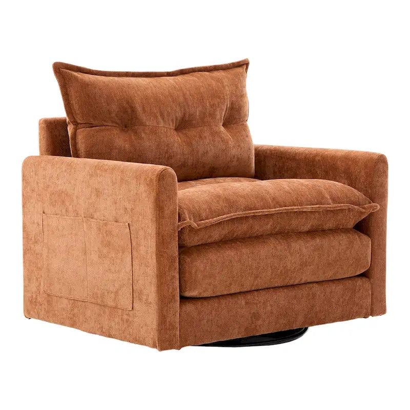 Upholstered 360Degree Swivel Mid Century Modern Arm Chair for Living Room