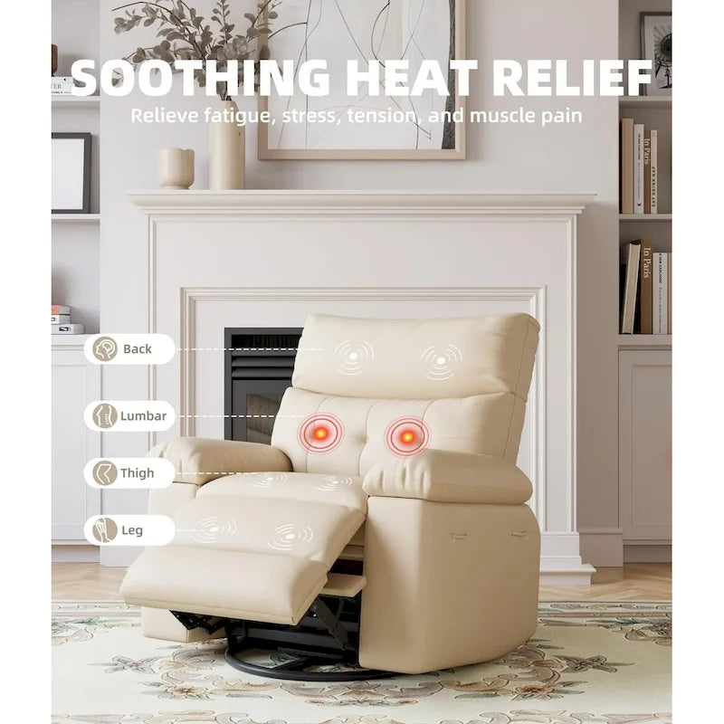 360 Swivel Oversized Recliner Chairs with Heat and Massage - Lazy Recliner Chair