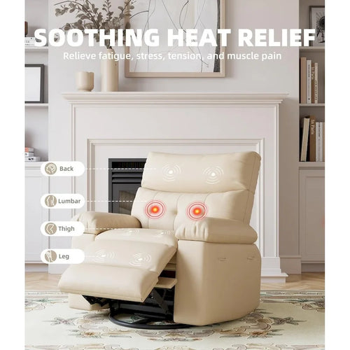 360 Swivel Oversized Recliner Chairs with Heat and Massage - Lazy Recliner Chair