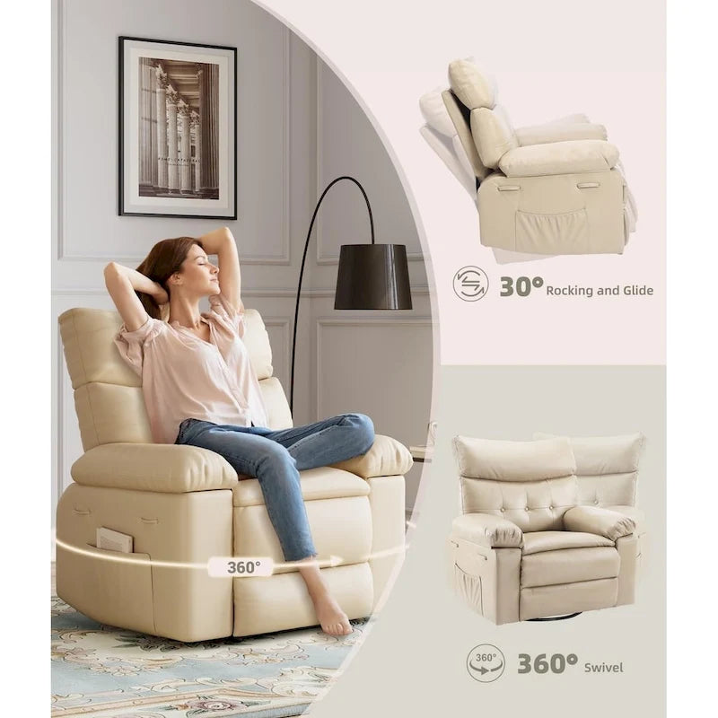 360 Swivel Oversized Recliner Chairs with Heat and Massage - Lazy Recliner Chair