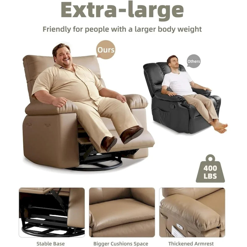 360 Swivel Oversized Recliner Chairs with Heat and Massage - Lazy Recliner Chair