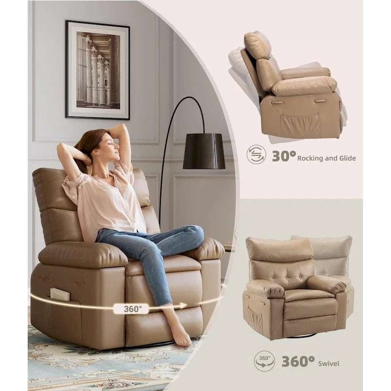 360 Swivel Oversized Recliner Chairs with Heat and Massage - Lazy Recliner Chair