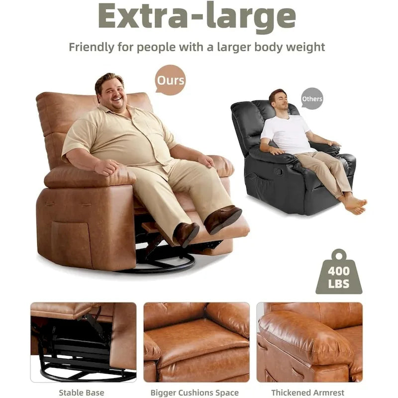 360 Swivel Oversized Recliner Chairs with Heat and Massage - Lazy Recliner Chair