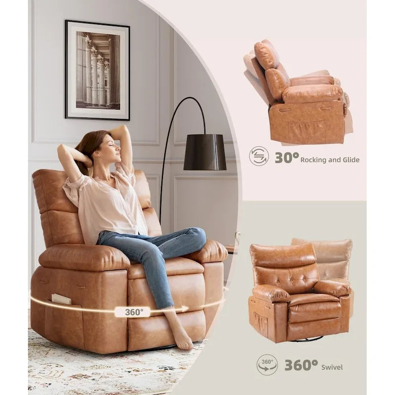 360 Swivel Oversized Recliner Chairs with Heat and Massage - Lazy Recliner Chair