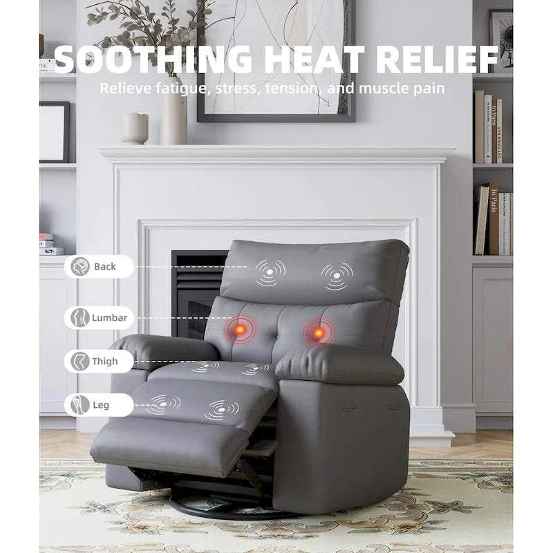 360 Swivel Oversized Recliner Chairs with Heat and Massage - Lazy Recliner Chair