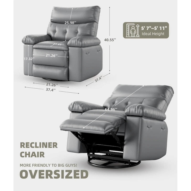 360 Swivel Oversized Recliner Chairs with Heat and Massage - Lazy Recliner Chair