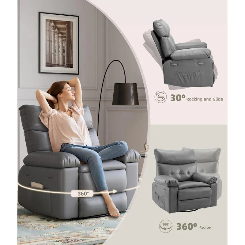 360 Swivel Oversized Recliner Chairs with Heat and Massage - Lazy Recliner Chair