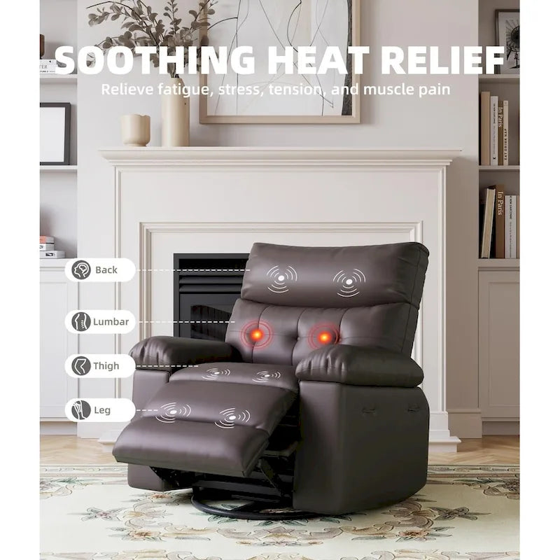 360 Swivel Oversized Recliner Chairs with Heat and Massage - Lazy Recliner Chair