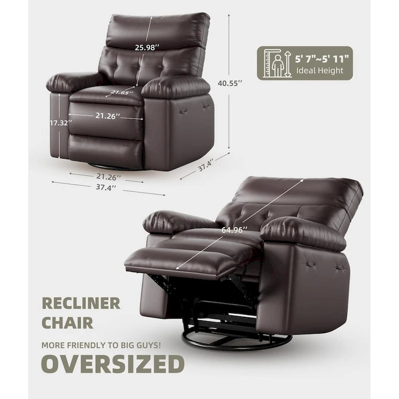 360 Swivel Oversized Recliner Chairs with Heat and Massage - Lazy Recliner Chair