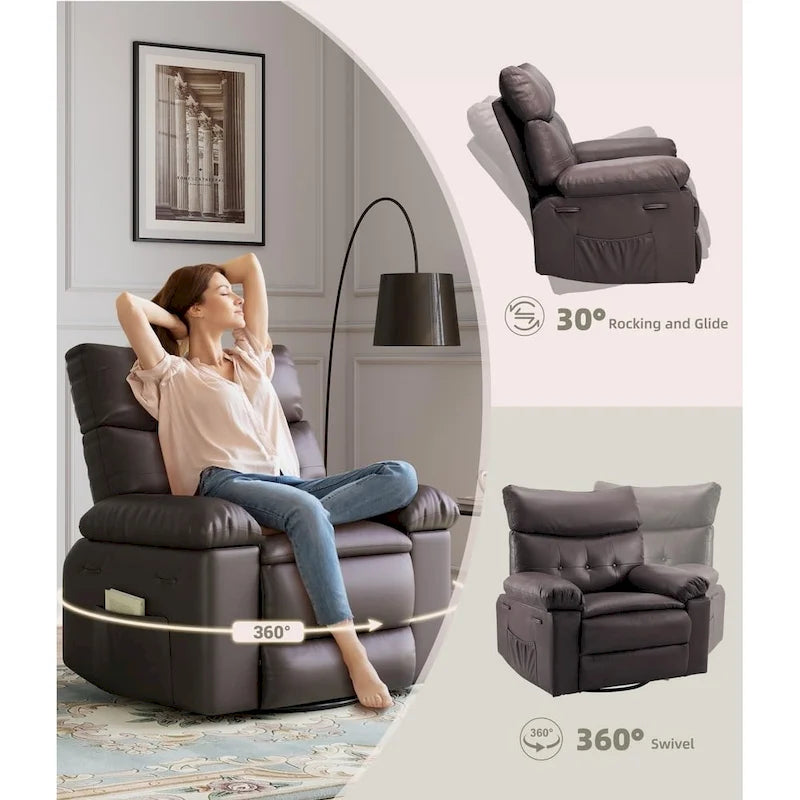 360 Swivel Oversized Recliner Chairs with Heat and Massage - Lazy Recliner Chair