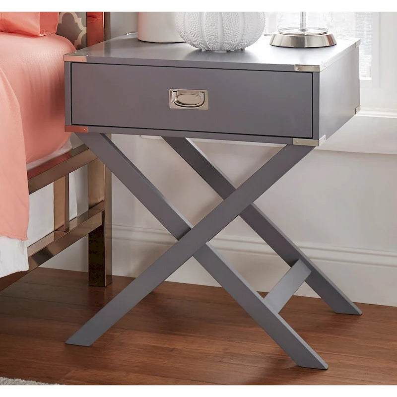 X Base Wood Accent Table