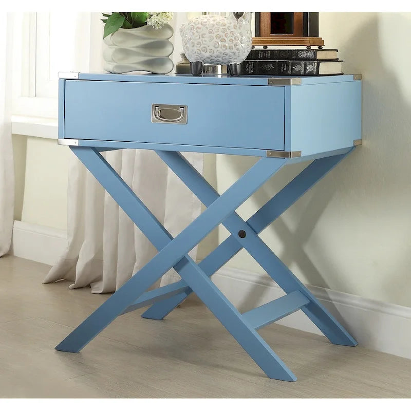 X Base Wood Accent Table