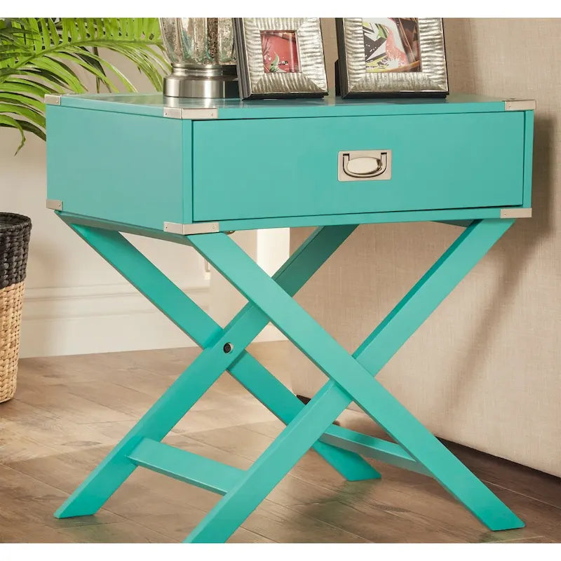 X Base Wood Accent Table