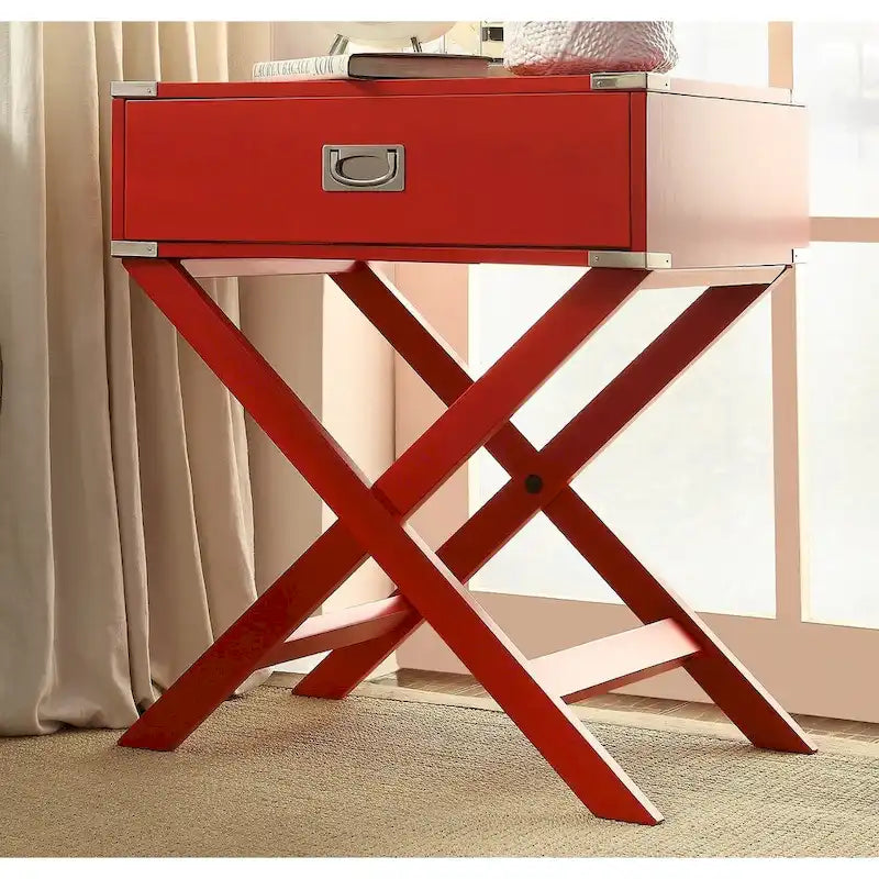 X Base Wood Accent Table