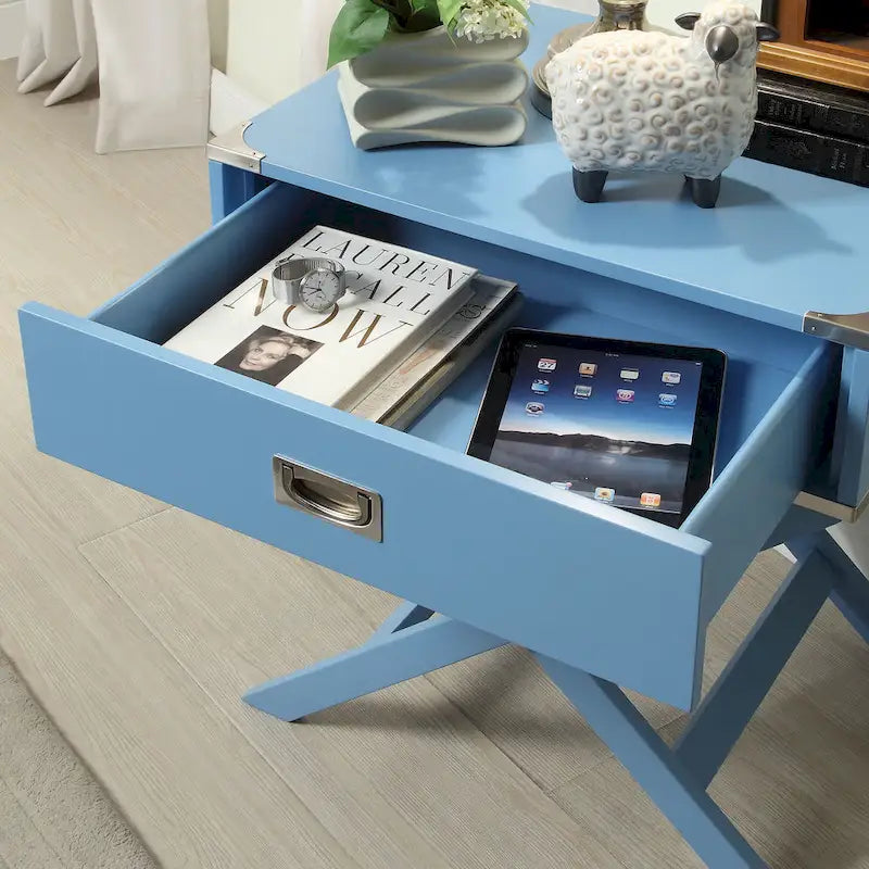 X Base Wood Accent Table