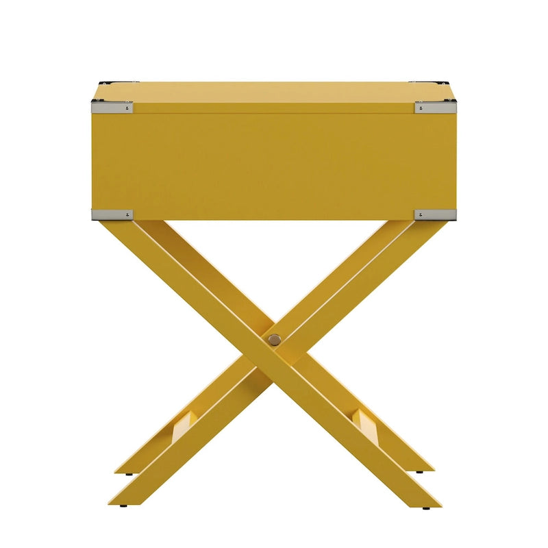 X Base Wood Accent Table