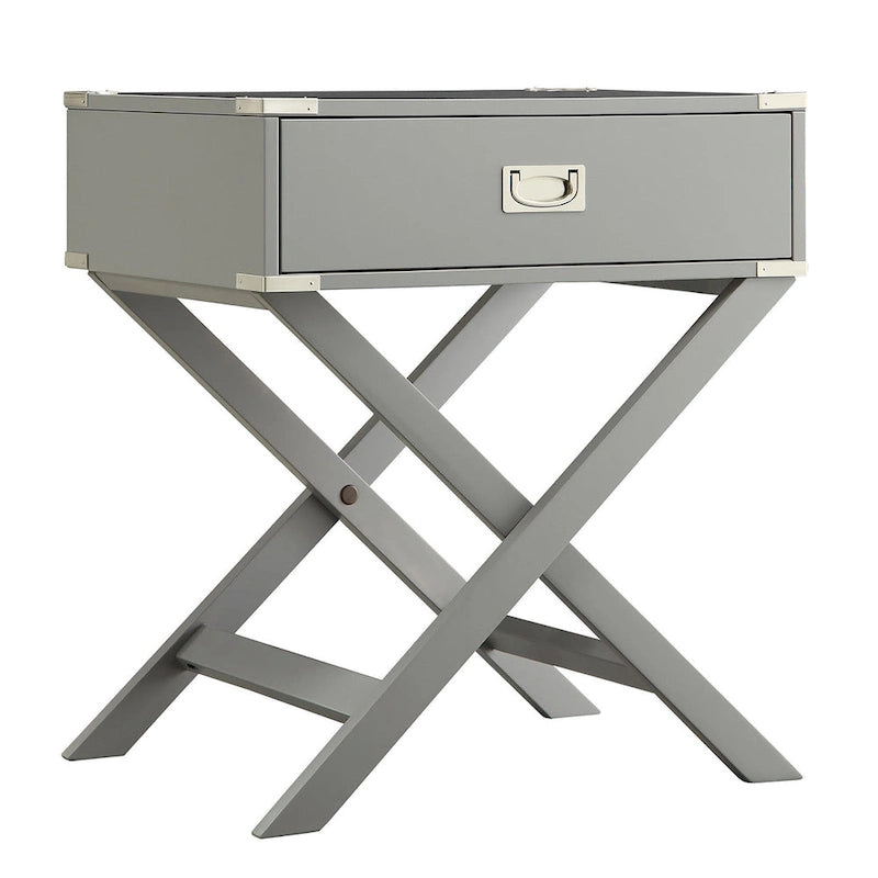 X Base Wood Accent Table