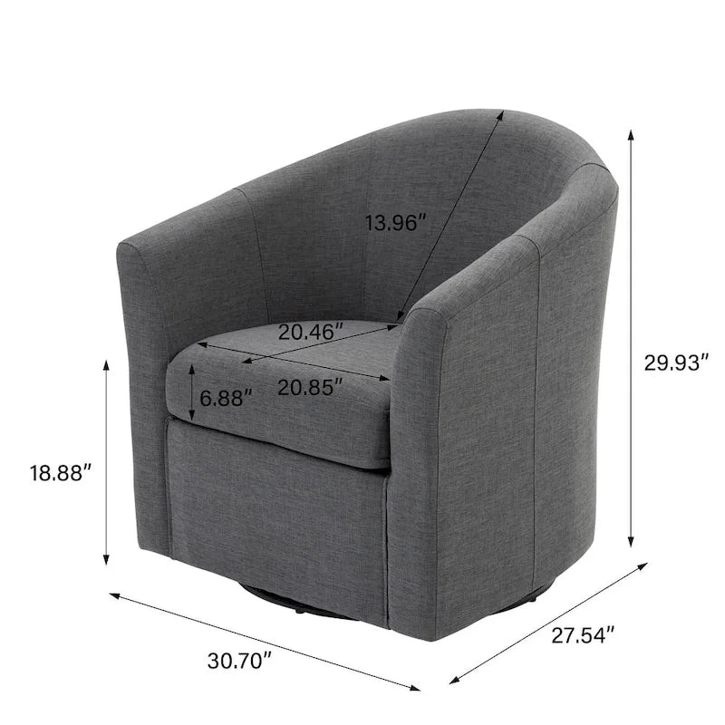 Swivel Accent Chair with Metal Base - 30.7W x 29.9H x 27.5D