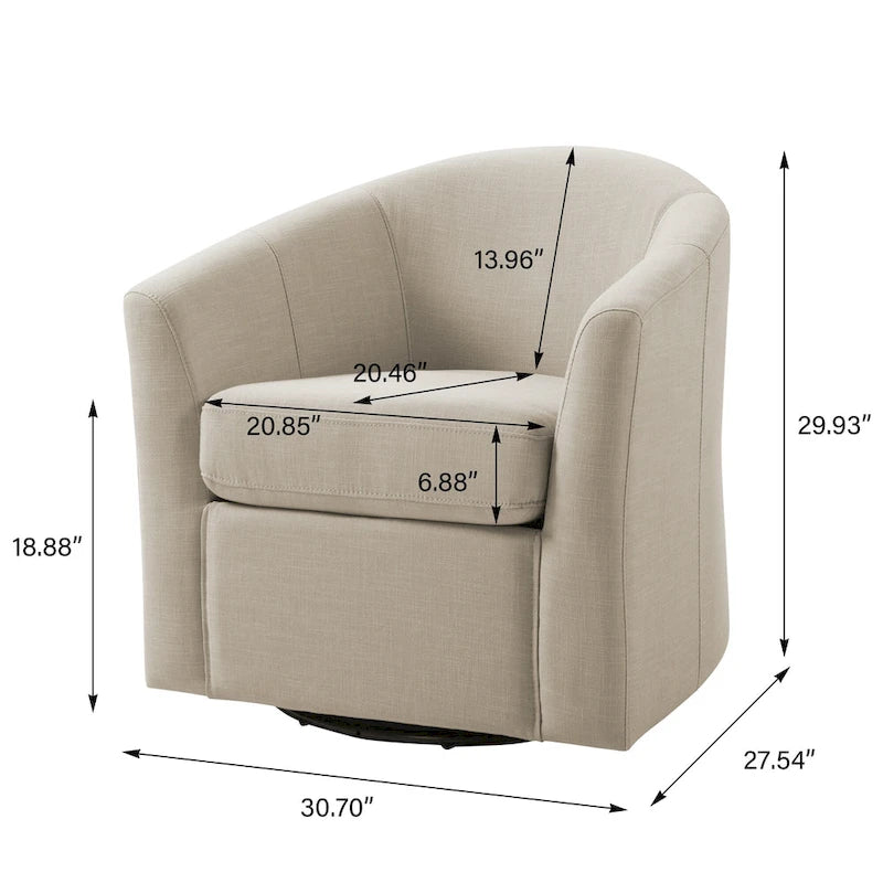 Swivel Accent Chair with Metal Base - 30.7W x 29.9H x 27.5D