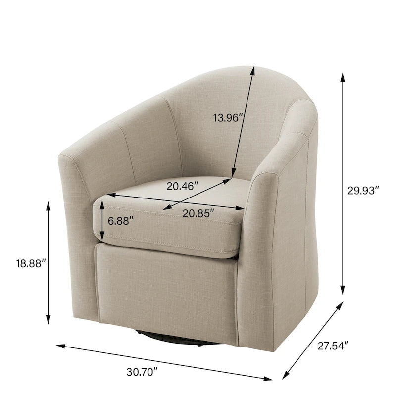 Swivel Accent Chair with Metal Base - 30.7W x 29.9H x 27.5D