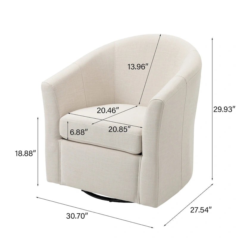 Swivel Accent Chair with Metal Base - 30.7W x 29.9H x 27.5D