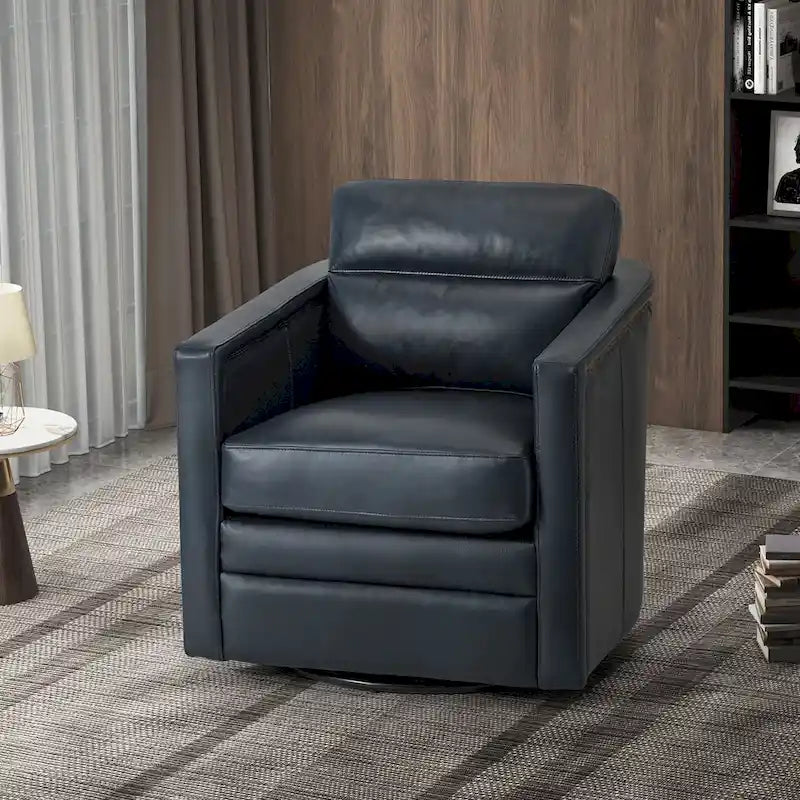 28.74 Wide Genuine Leather Swivel Chair with Arms