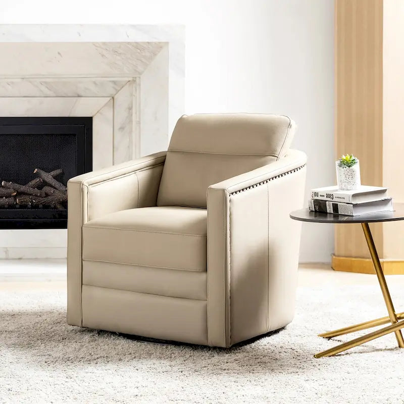 28.74 Wide Genuine Leather Swivel Chair with Arms