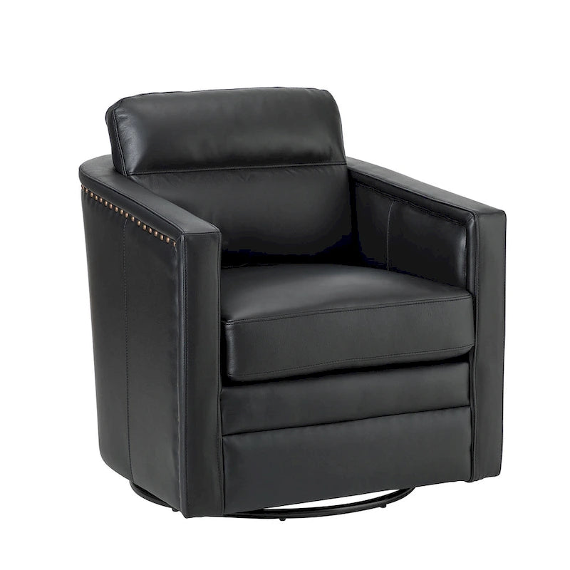 28.74 Wide Genuine Leather Swivel Chair with Arms