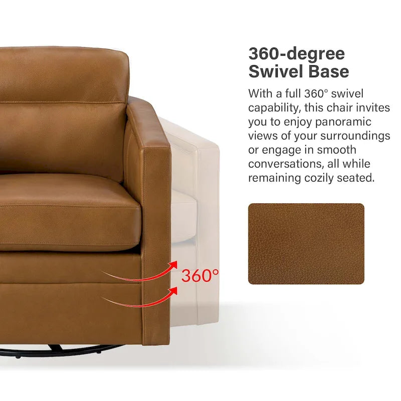 28.74 Wide Genuine Leather Swivel Chair with Arms