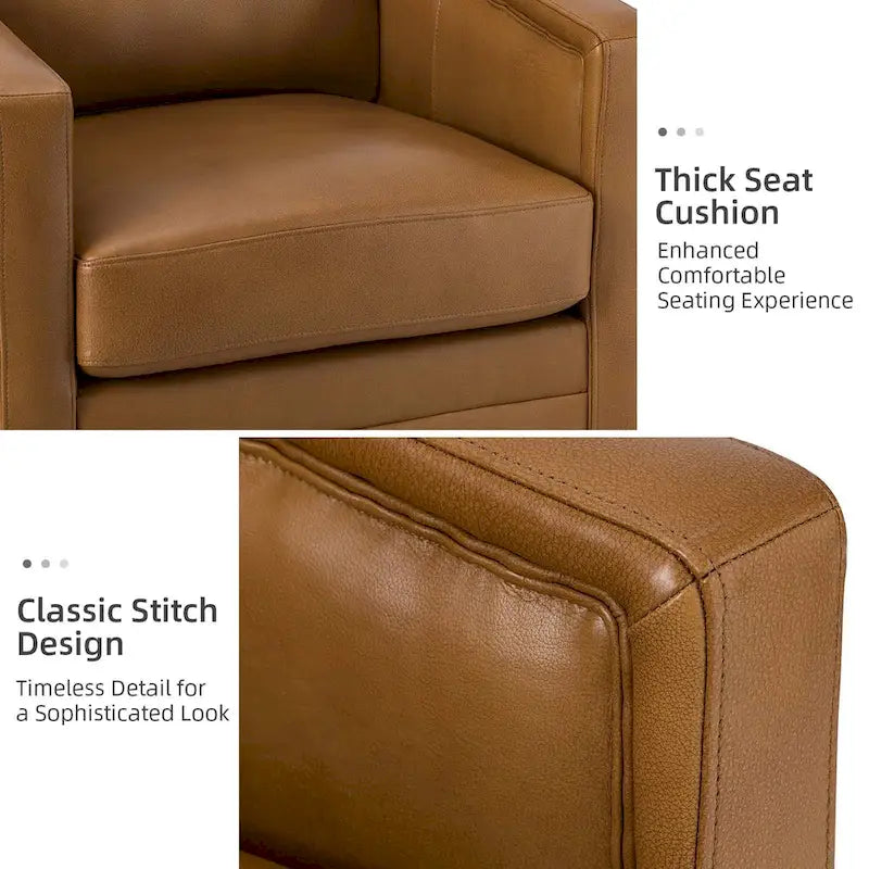 28.74 Wide Genuine Leather Swivel Chair with Arms