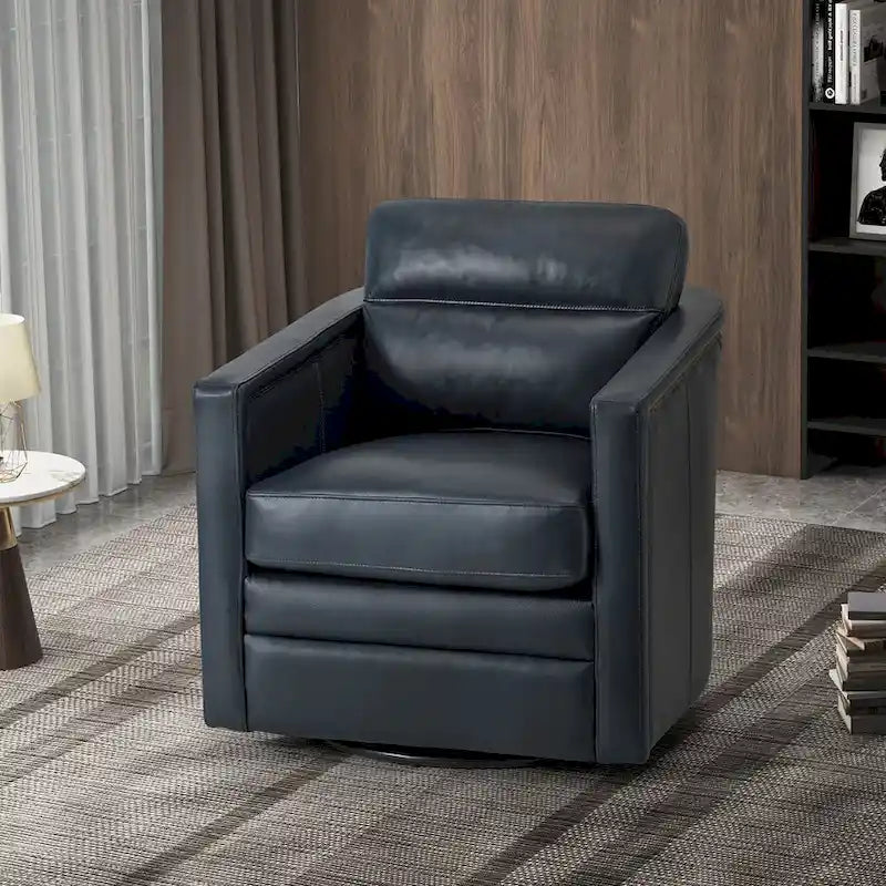 28.74 Wide Genuine Leather Swivel Chair with Arms