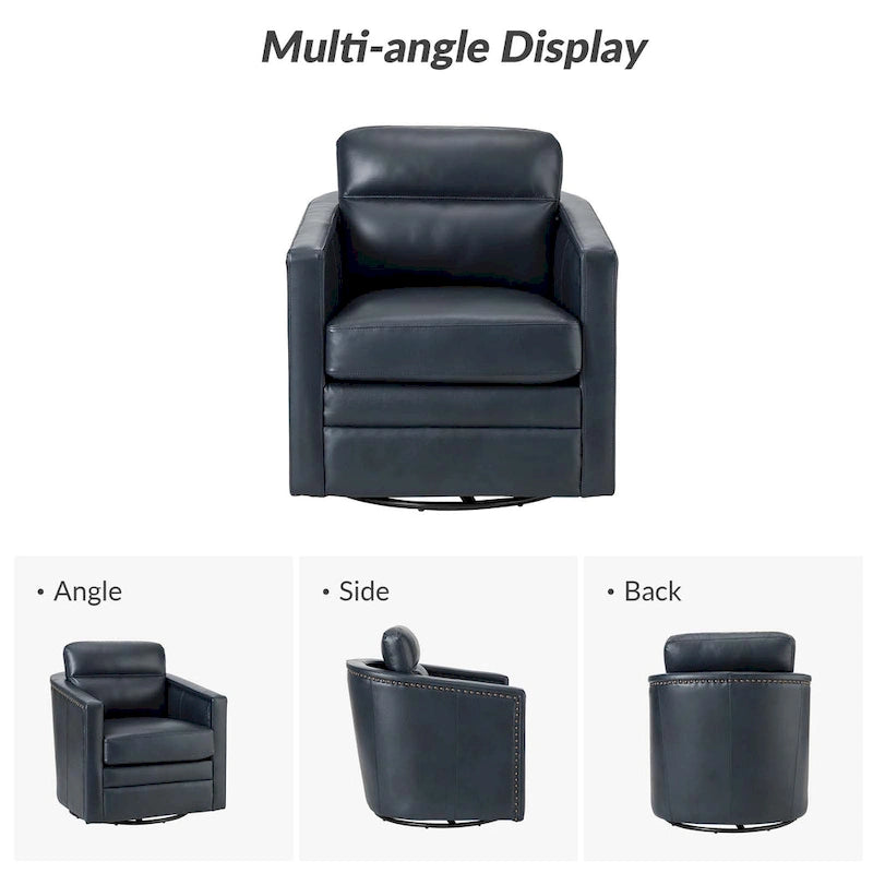 28.74 Wide Genuine Leather Swivel Chair with Arms