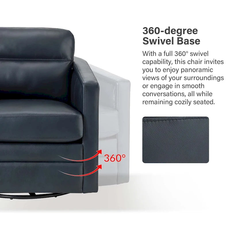 28.74 Wide Genuine Leather Swivel Chair with Arms
